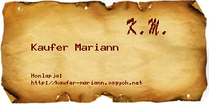 Kaufer Mariann névjegykártya